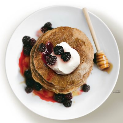 Pancake stack with fresh berries